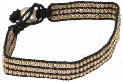 Perlenarmband, Makramee Armband - schwarz - 19 cm