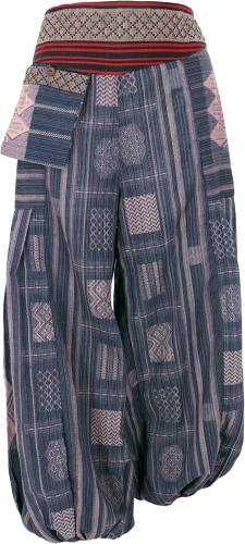 Wide harem pants with wide woven waistband - blue