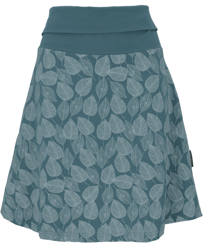 Organic cotton mini skirt, boho plate skirt autumn leaves print organic - orion blue
