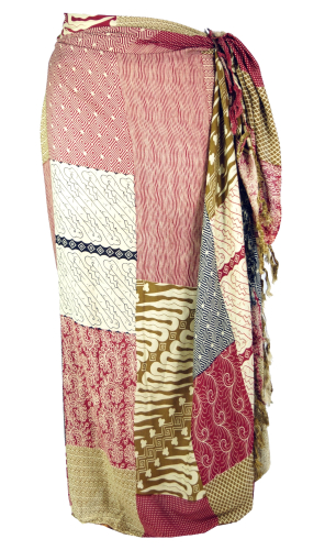 Bali sarong, wall hanging, wrap skirt, sarong dress patchwork print - wine - 160x120 cm
