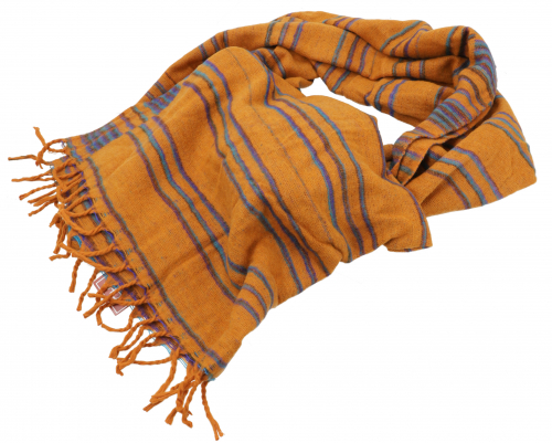 Soft Goa scarf/stole, shawl, fluffy blanket - turmeric/blue - 200x100 cm