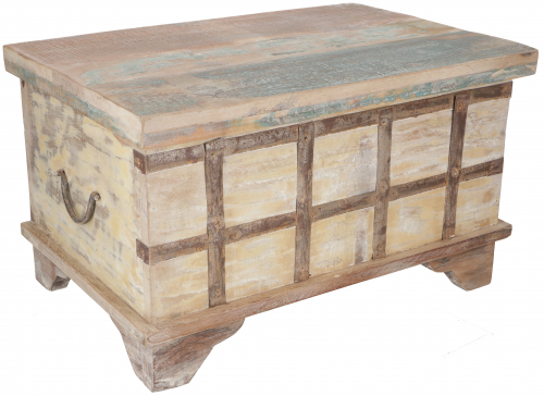 Antike Holzbox, Holztruhe, Couchtisch, Kaffeetisch aus Massivholz, aufwndig verziert - Modell 20 - 36x61x41 cm 