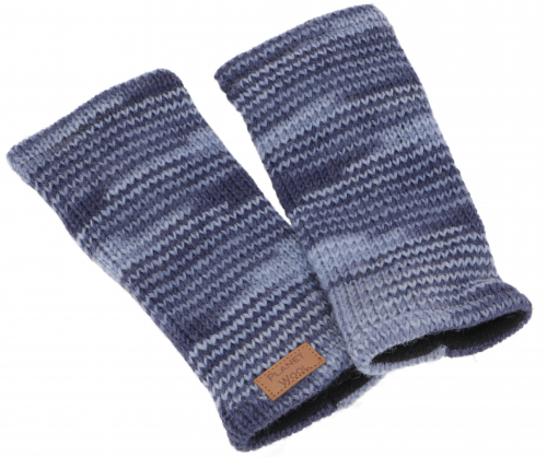 Hand warmers, hanging knitted wool cuffs from Nepal, mottled arm warmers, wrist warmers - majolica