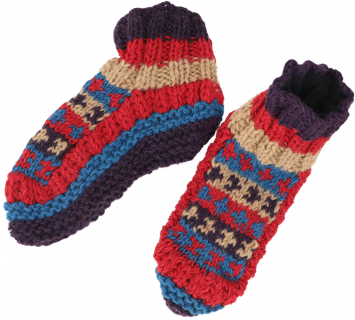Wool slippers, hand-knitted hippie slippers 41-43 - model 8