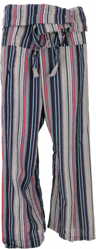 Thai fisherman pants in striped woven fine cotton, wrap pants, yoga pants - dove blue
