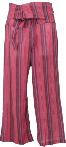 Thai fisherman pants made of striped woven, fine cotton, wrap pants, yoga pants - pink