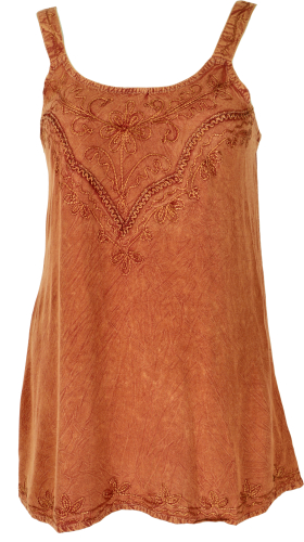 Embroidered Indian top boho chic - rust orange