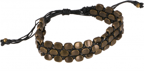 Perlenarmband, Makramee Armband mit Messingperlen - 2x15x0,5 cm 