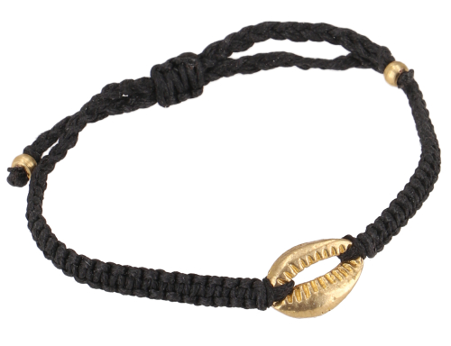 Bead bracelet, macram bracelet cowrie shell - black