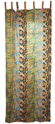 Curtain (1 pc.) Curtain made of patchwork saree fabric, unique - green/colorful - 250x100x0,2 cm 