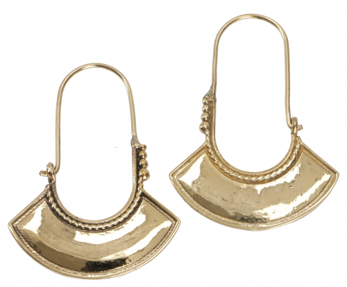 Brass tribal earrings, ethno earrings, goa jewelry - gold - 4x3 cm