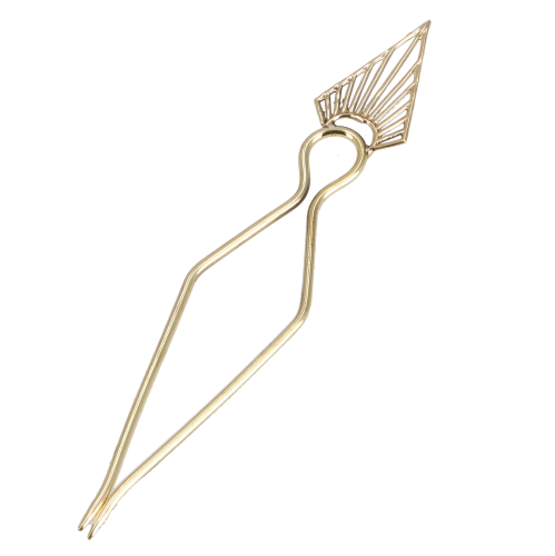 Goa hair pin, brass hair stick, hippie hair clip, boho hair fork - Tribal 1/gold - 15 cm