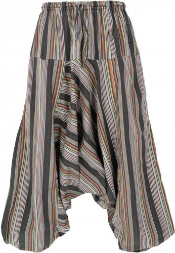 Warm Goa harem pants, striped aladdin pants - gray