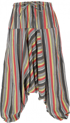 Warm Goa harem pants, striped aladdin pants - red