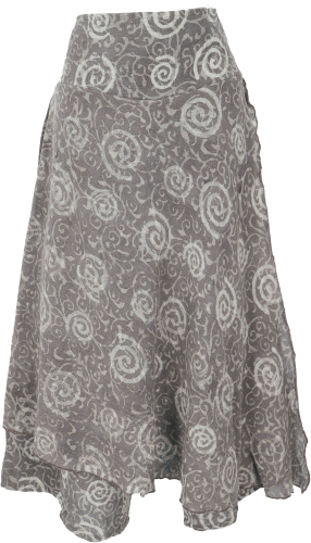 Ethno culottes, boho maxi skirt, Kadhi summer skirt - stone gray