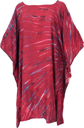 Batik kaftan, Ibiza-style tunic, boho blouse, women`s maxi blouse - red