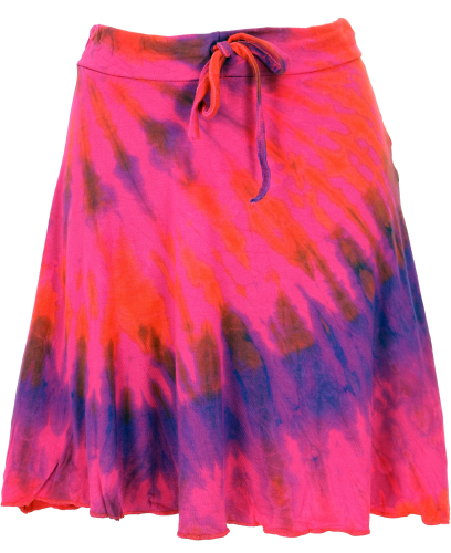 Batik hippie mini skirt, boho summer skirt, bandeau top - pink