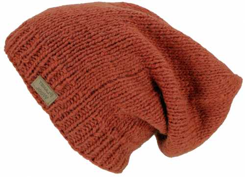 Beanie hat, knitted hat, Nepal hat, winter hat - rust orange