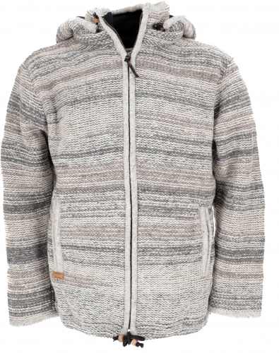 Cozy lined cardigan, mottled wool jacket Nepal jacket - model 10