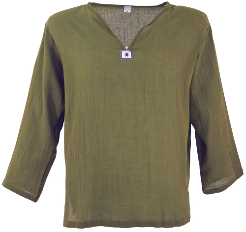 Yoga shirt, Goa shirt, lightweight casual shirt, slip-on shirt - olive green