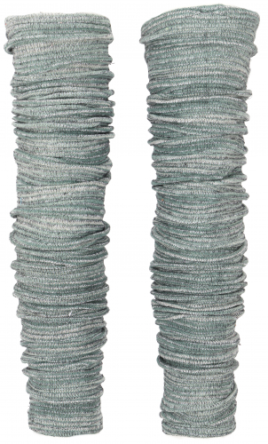 Long cotton leg warmers, cotton knit ethno leg warmers - aqua - 90 cm