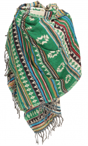 Soft pashmina scarf/stole, shawl - Maya pattern fir green - 200x60 cm