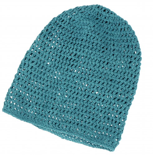 Beanie, Baumwoll-H�kelm�tze - petrol