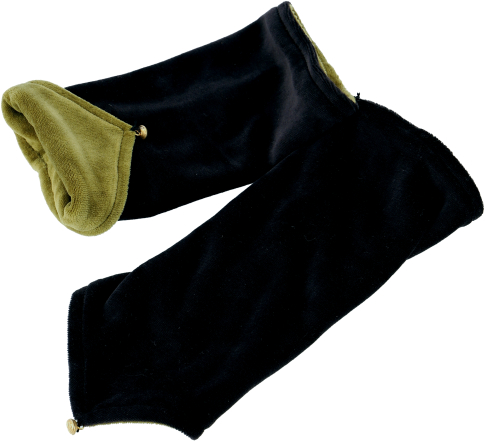 Hand cuffs made of velvet fabric, reversible cuffs - black/lemon - 22 cm