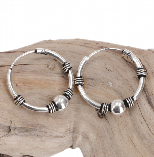 Ethno earrings, boho silver hoop earrings, hoop earrings - 1.8 cm