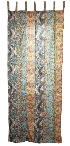 Vorhang (1 Stk.) Gardine aus Patchwork Sareestoff, Unikat - beige/ bunt - 250x100x0,2 cm 
