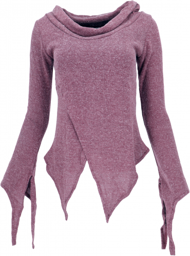 Pixishirt with shawl collar cotton knit sweater - old pink