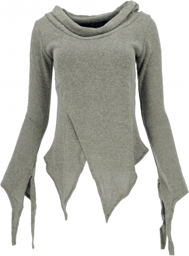 Pixi shirt with shawl collar cotton knit sweater - light khaki