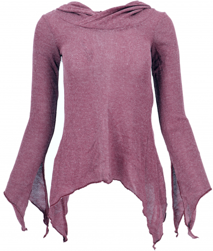 Pixie shirt with hood, elf sweater - dusky pink