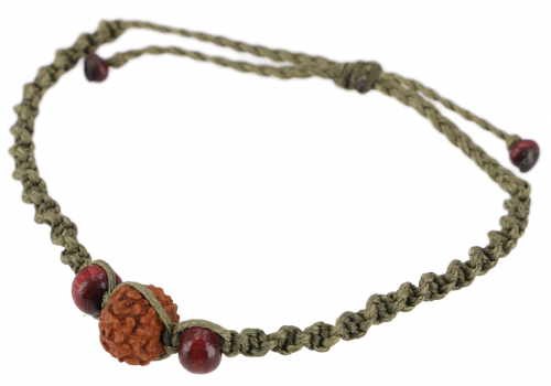 Ethno bead bracelet, anklet, macram bracelet - olive