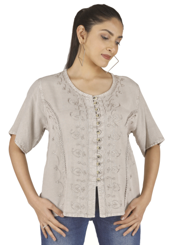 Short blouse top boho chic, Indian hippie blouse - beige