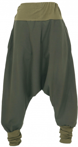 Afghani pants, unisex harem pants, Goa pants Aladdin pants - olive green