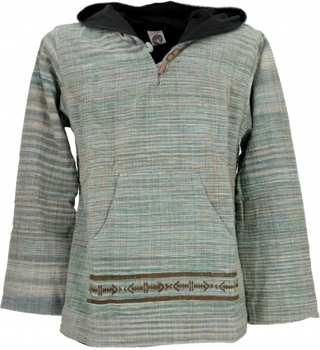 Ethno Kadhi hoodie, unisex Baja hoodie - aqua