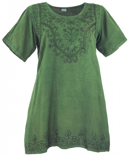 Embroidered Indian hippie tunila, boho-chic blouse - green #2