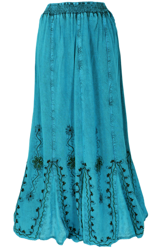 Embroidered boho hippie skirt, Indian maxi skirt - turquoise blue