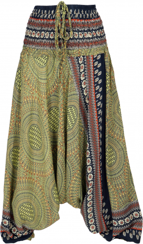 Afghani pants, overall, jumpsuit, harem pants, harem pants, bloomers, aladdin pants - green