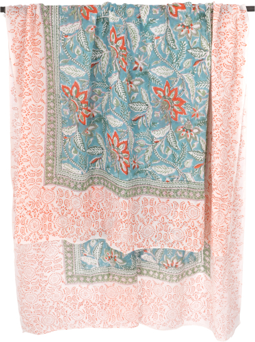 Leichter Pareo, Sarong, handbedrucktes Baumwolltuch - Farb Kombination 37 - 190x120 cm