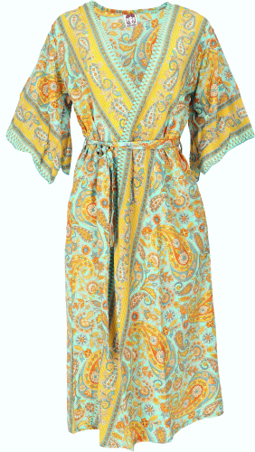 Langer Kimono im Japan Style, Kimono Mantel, Kimonokleid - trkis
