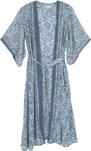 Japan style long kimono, kimono robe, kimono dress - blue