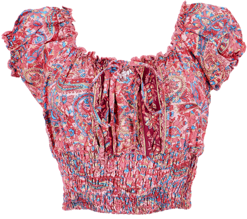 Blouse top boho chic, hippie blouse - hibiscus