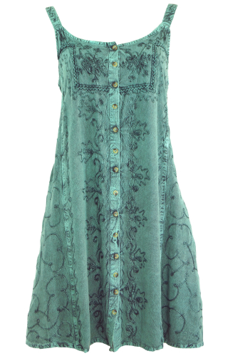 Embroidered Indian dress, boho mini dress - turquoise blue Design 9