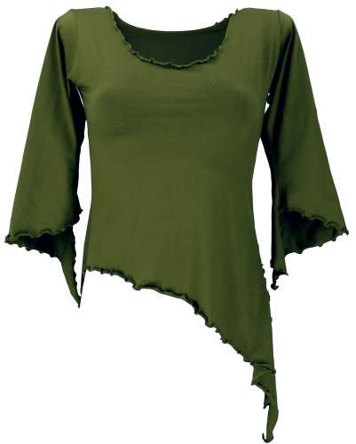 Psytrance elven shirt Goa chic with flared sleeves - olive