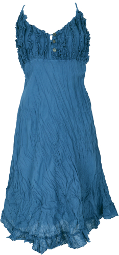 Boho Sommerkleid, luftiges Krinkelkleid, Midikleid, Strandkleid - blau