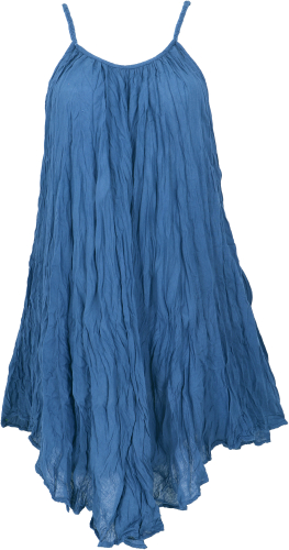 Boho crinkle dress, mini dress, summer dress, beach dress - blue