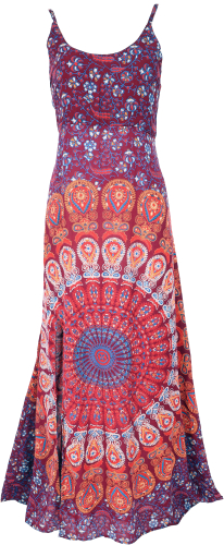 Summer dress, boho maxi dress with slit - dark red/mandala