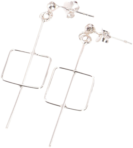 Silver earrings, boho earrings, long stud earrings - model 3 - 4x1,2 cm
